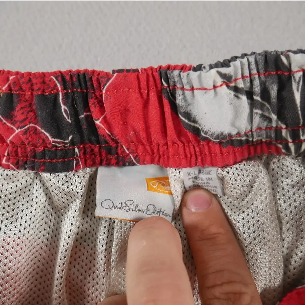 Quiksilver Edition Red Floral Mesh Lined Swim Trunks Mens Size XL With Tag